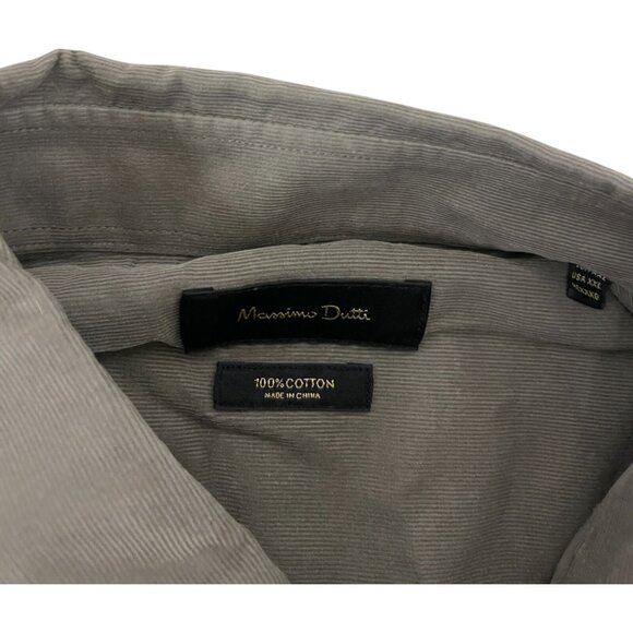Massimo Dutti Men Button Up Shirt 2XL XXL Tan Brown Corduroy 0150/406 NWOT - Picture 4 of 12